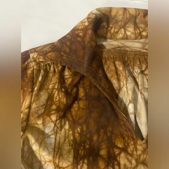 Amazing 70s brown tie dye vintage two piece matching cord set small - Picture 5 of 7